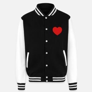 I Believe Varsity Sweatshirt Fleece Chenille Heart Black Ivory Jacket 2X